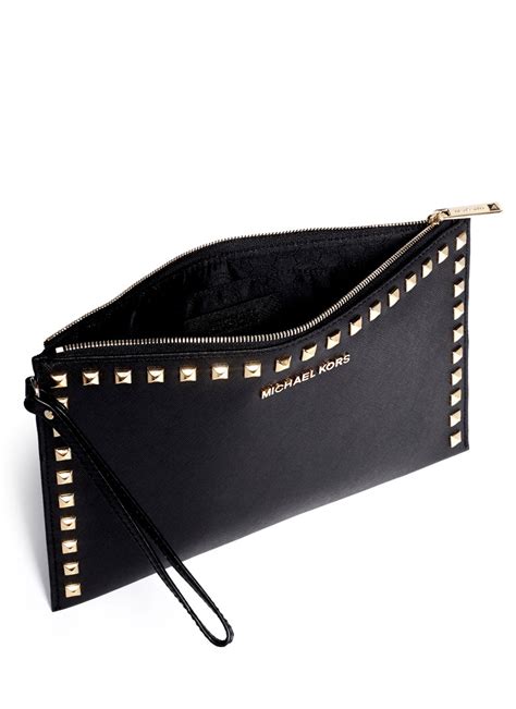 small black leather evening michael kors clutch|michael kors clutches on sale.